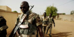 Soldiers from the Waraba Battalion, an EU-trained Malian army battalion, walk outside their base in Gao